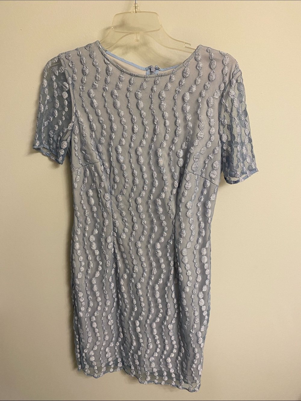 Reiss Powder Blue Textured Lace Sheath Dress